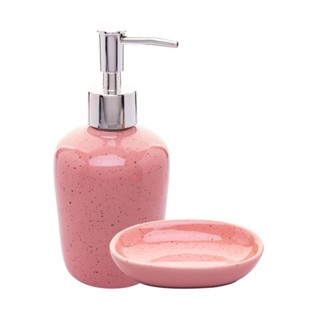 2 Peças para Banheiro Wolff Dots de Cerâmica Rosa em Oferta na Shopee