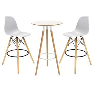 Kit Mesa Bistro para Area Gourmet Cozinha + 2 Banquetas para Bancada Cozinha Base Madeira Eiffel em Oferta na Shopee