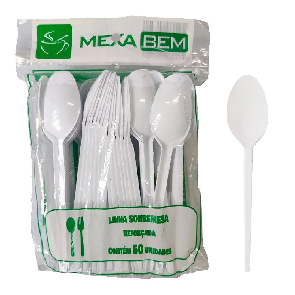 Colher Sobremesa Descartável C/50 Uni Reforçada Bolo Festa em Oferta na Shopee