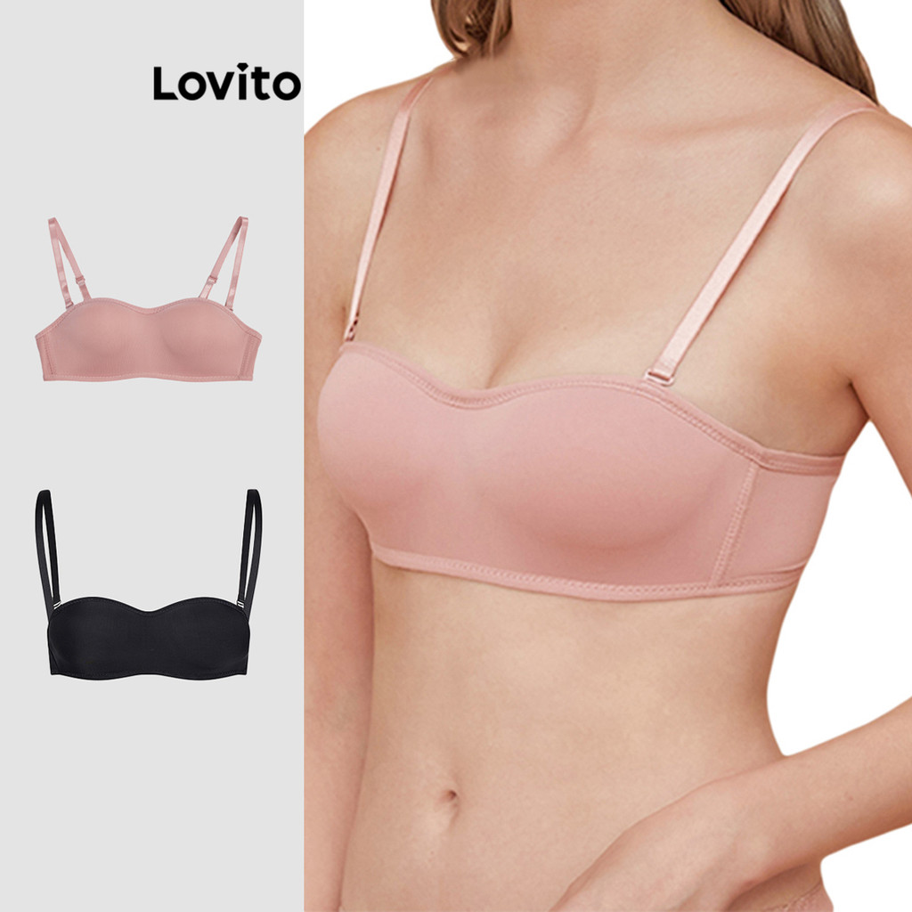 Lovito Sutiã Casual Alças Removíveis Almofadas Não Removíveis Femininas All Season Bra L16X253 - Women Clothes