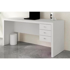 Mesa de Escritório ME4113 c/ 3 Gavetas Branco - Tecno Mobili
