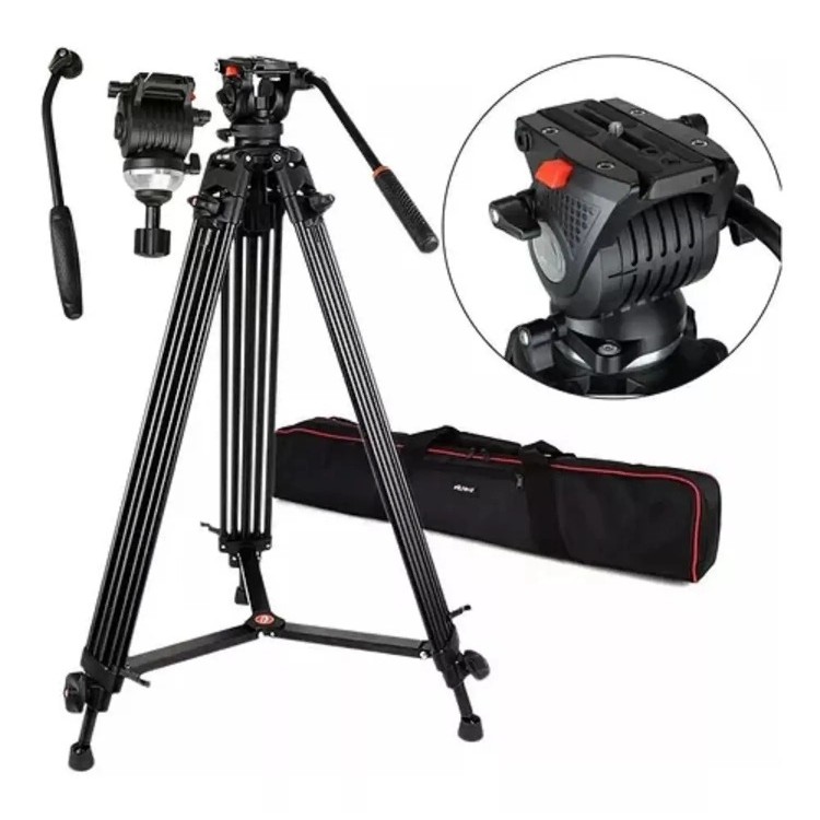 Tripé NT777 Profissional Cabeça Hidráulica Câmera Bag 180cm em Oferta na Shopee