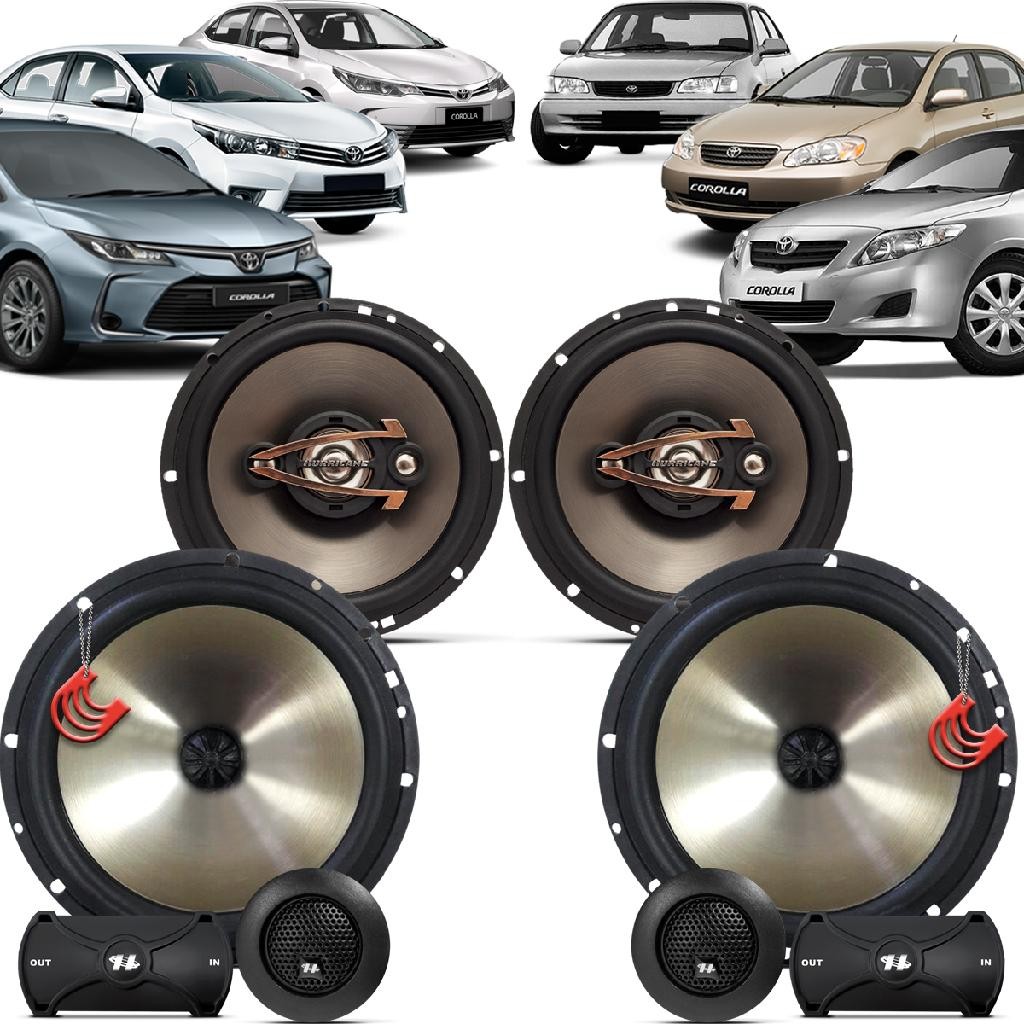 Kit Alto Falantes Dianteiros + Traseiros Toyota Corolla 1999 até 2022 - Hurricane Platino 640w em Oferta na Shopee
