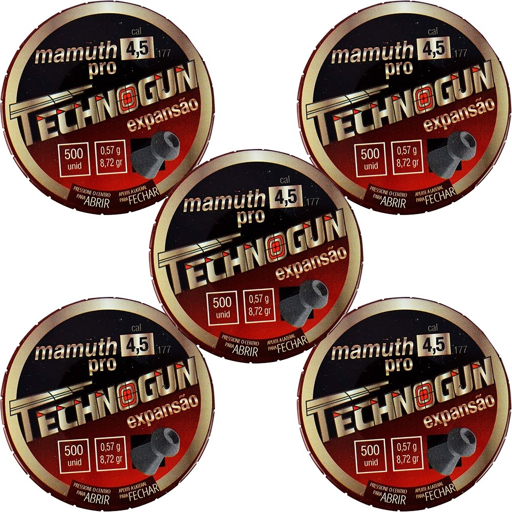 5x Chumbinho Technogun Mamuth Pro 4.5mm 500un. em Oferta na Shopee