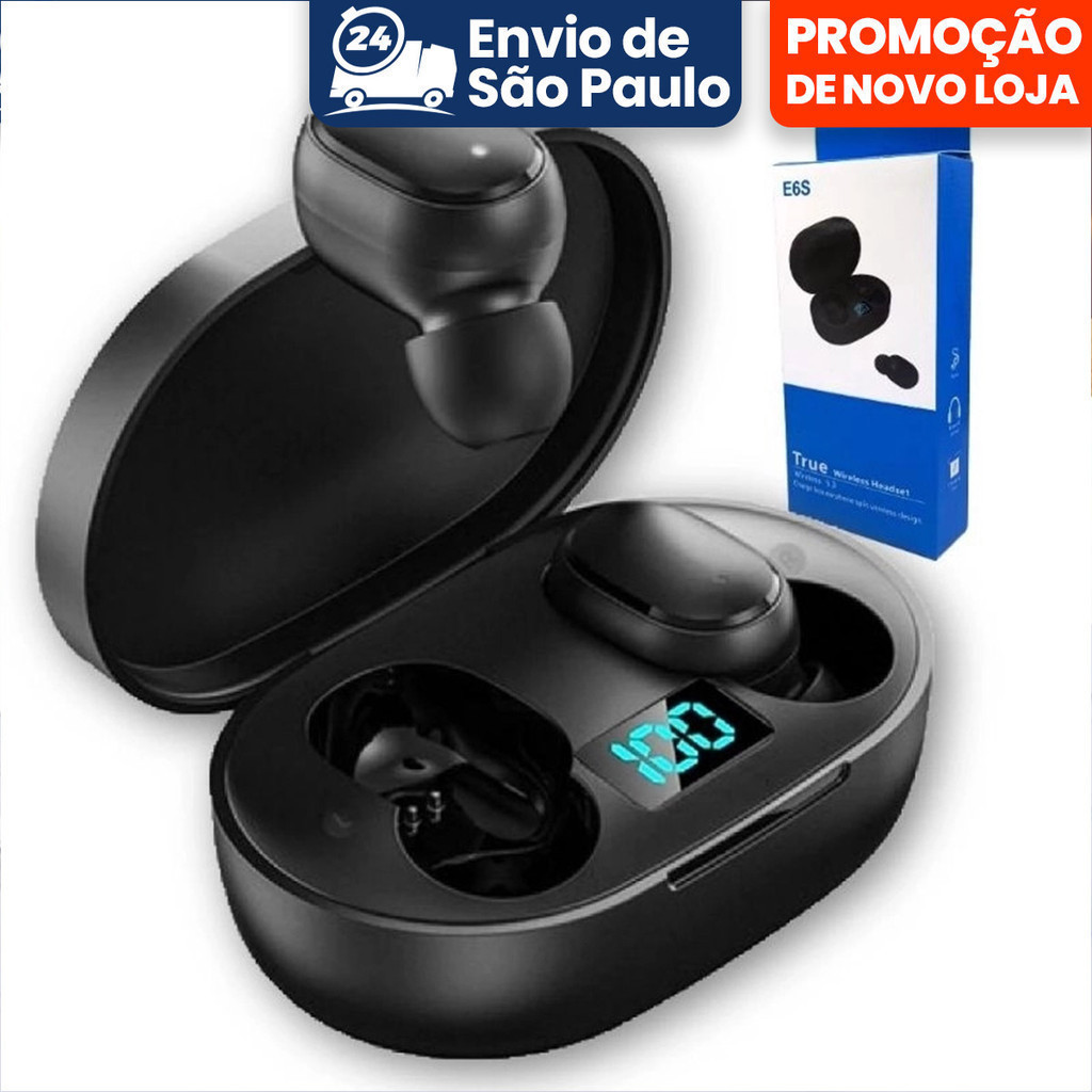 Fones Android Ios E6s/A6S Mini com tela LED digital Tws. Sem Fio Fone De Ouvido TWS Bluetooth 5.0.