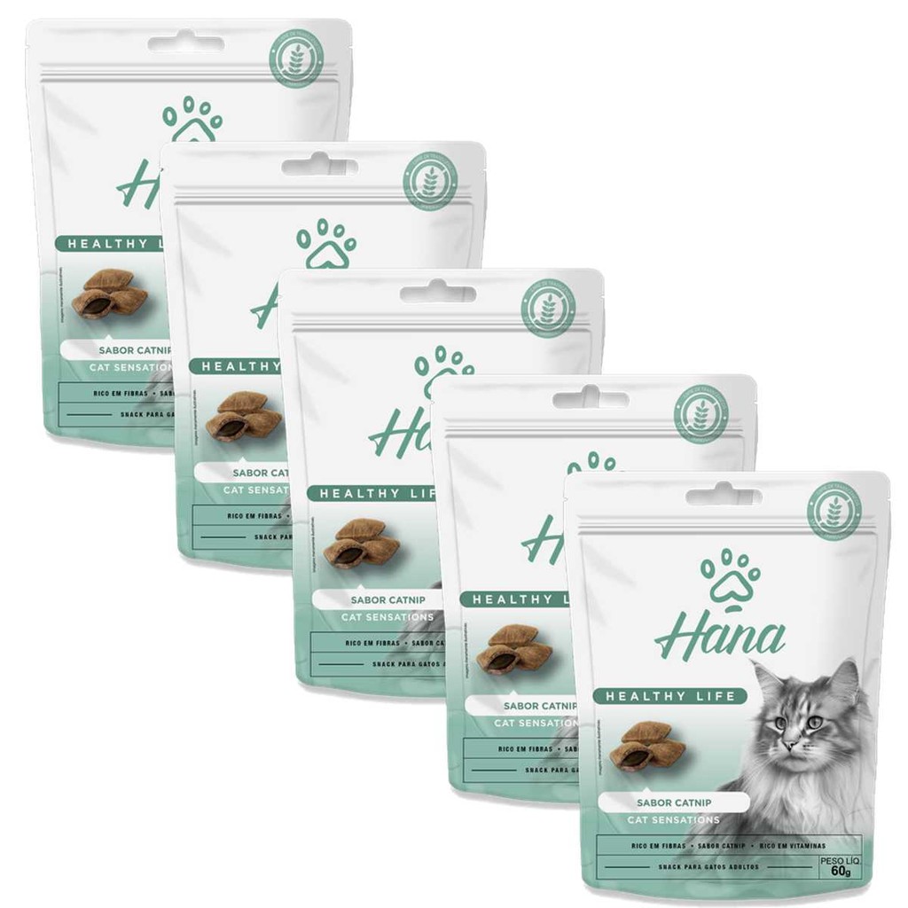 Petisco Snack Para Gatos Hana Sensations Catnip 60g 5 unidades