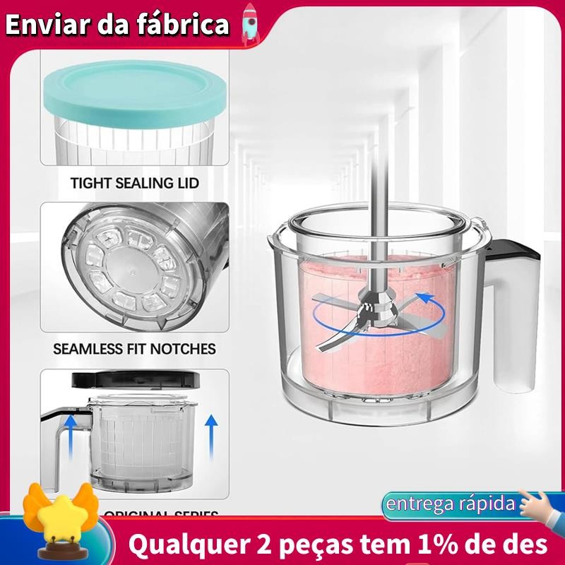 Substituição De Recipientes De Sorvete Adequados Para Pinos E Tampas Ninja Creami Copos De 24 Onças Deluxe NC501 NC500 S