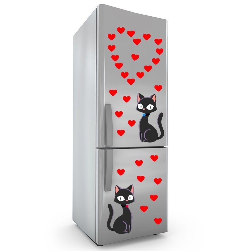Adesivo Decorativo Para Geladeira Ou Paredes Casal Gatinhos em Oferta na Shopee