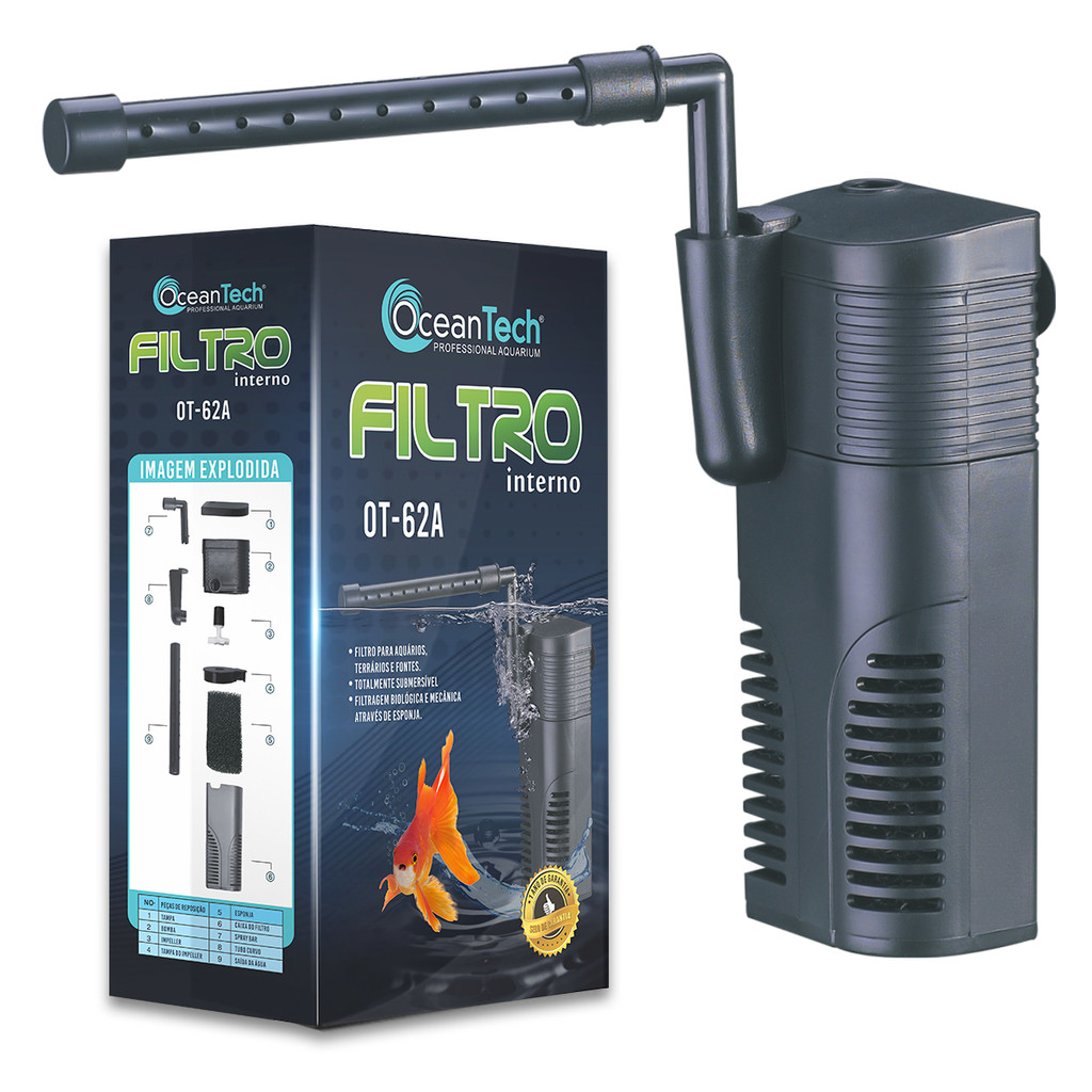 Filtro Interno OT-62A Ocean Tech 300 L/h Bomba para Aquário até 60 L em Oferta na Shopee