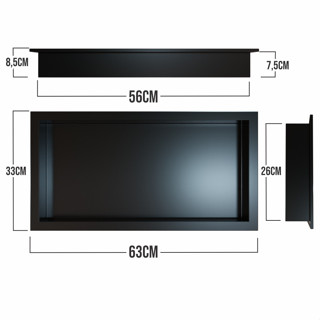 Nicho para Banheiro Prateleira com borda Embutir 33x63 Preto - Organize! em Oferta na Shopee