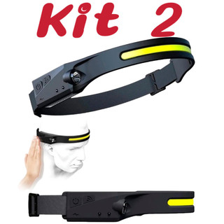 Kit 2 Lanterna de cabeça com SUPER LED Recarregável USB Type C   anjgg