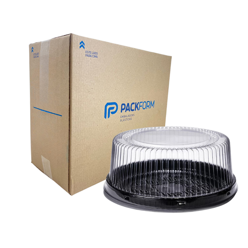 Embalagem PF50 G50 S50 Preta Alta Estriada Packform 50un Para Bolos Tortas Sobremesas Delivery Confeitaria