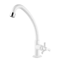 TORNEIRA MESA BICA MÓVEL LONGA PVC VIQUA PACIFIC BRANCO