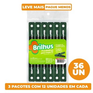 Kit Prendedor de Roupa Fit Ecológico 36 Unidades Brilhus