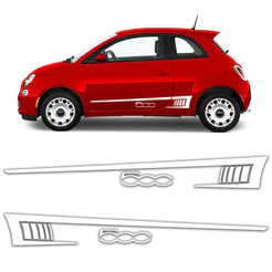 Faixas Fiat 500 Sport Adesivo Branco Lateral Decorativo Par