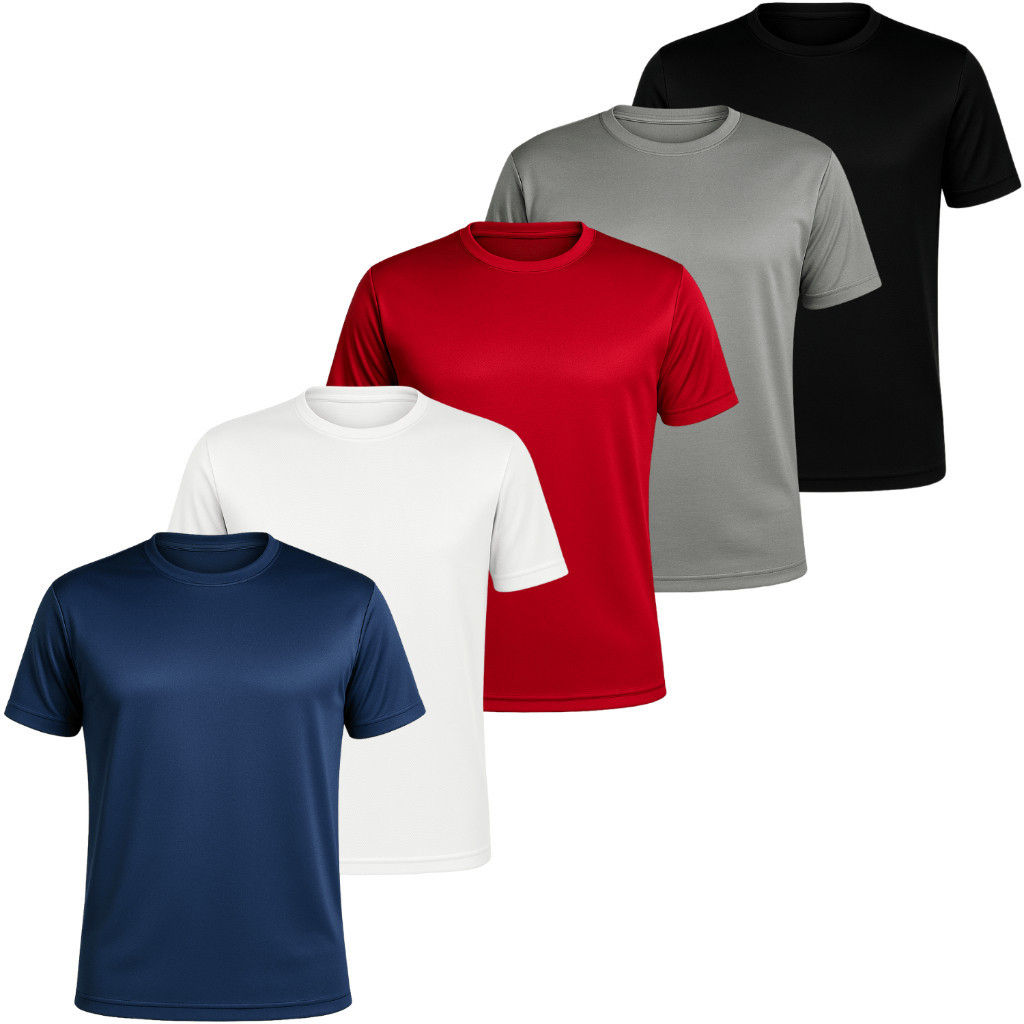 Kit 5 Camisetas Poliéster DryFit Masculina Lisa Academia Corrida Casual Esportes Confortável