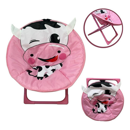 Cadeira Moon Infántil Camping Dobrável Bichinhos Vaquinha Importway Cor Rosa em Oferta na Shopee