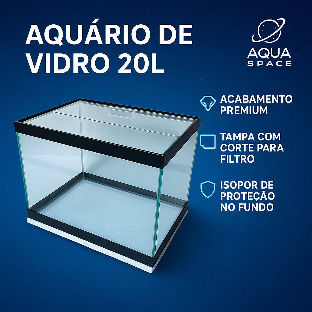 Aquário 20 Litros Vidro com Tampa | Ideal Iniciantes | Frete Rápido Shopee em Oferta na Shopee