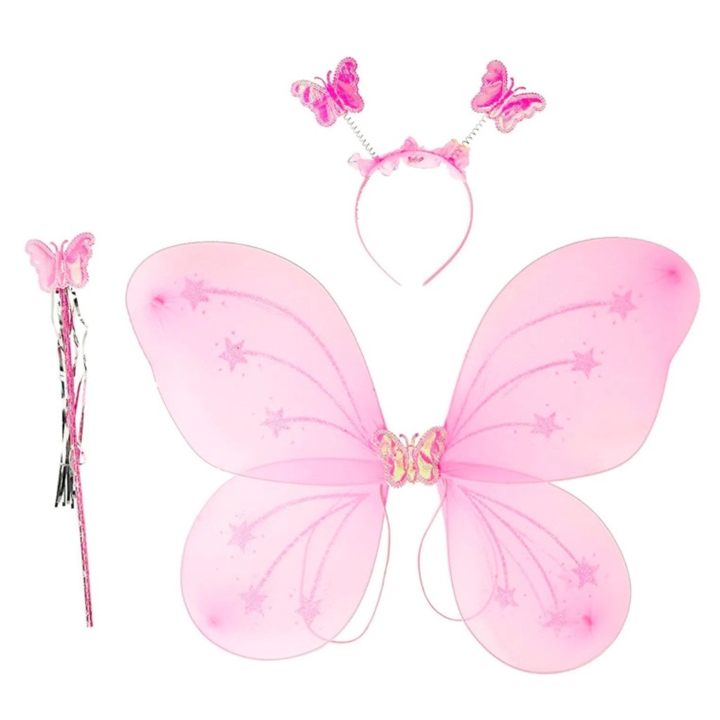Asa De Borboleta Fantasia Infantil Fada com Tiara e Varinha em Oferta na Shopee
