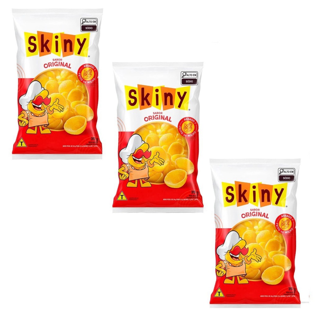 Kit 15 Salgadinho de Milho Skiny sabor Natural 35g clássico