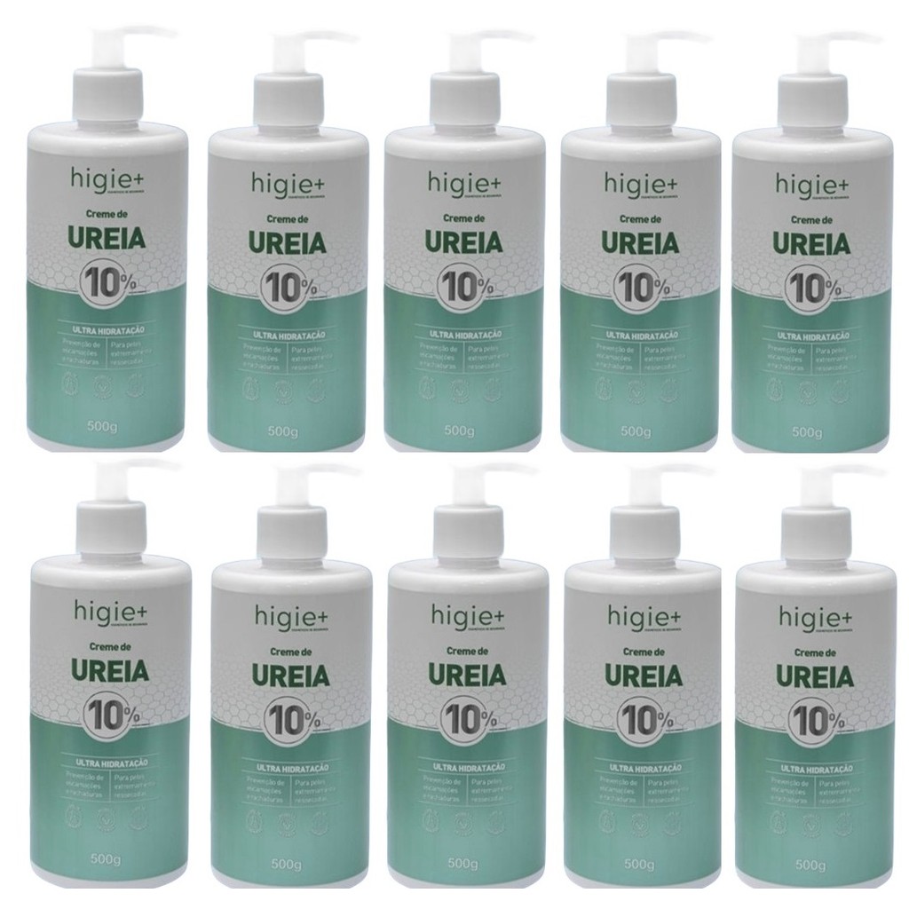 Kit 10x Creme Hidratante Uréia 10% Ultra Hidrat 500g Higie+