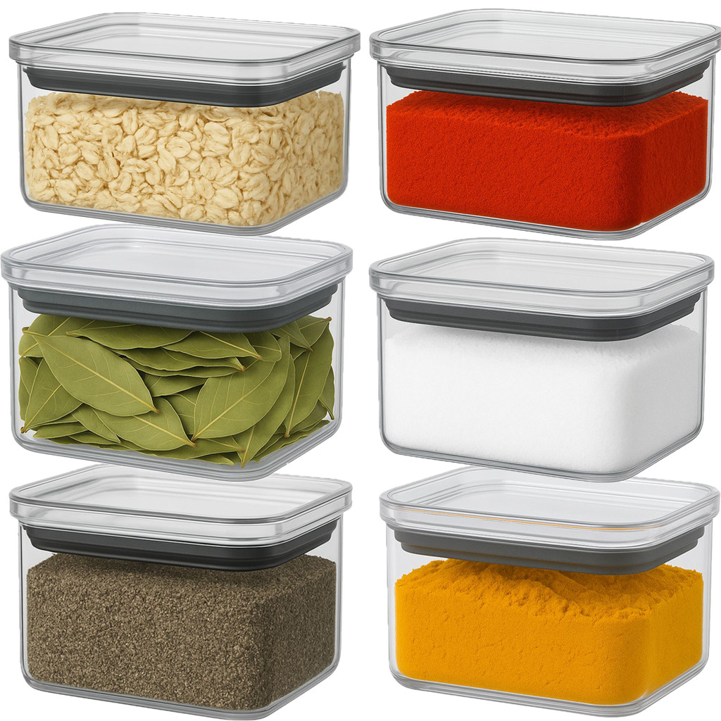 Kit 6 Potes Cozinha Organizadores Temperos Empilháveis 550ml