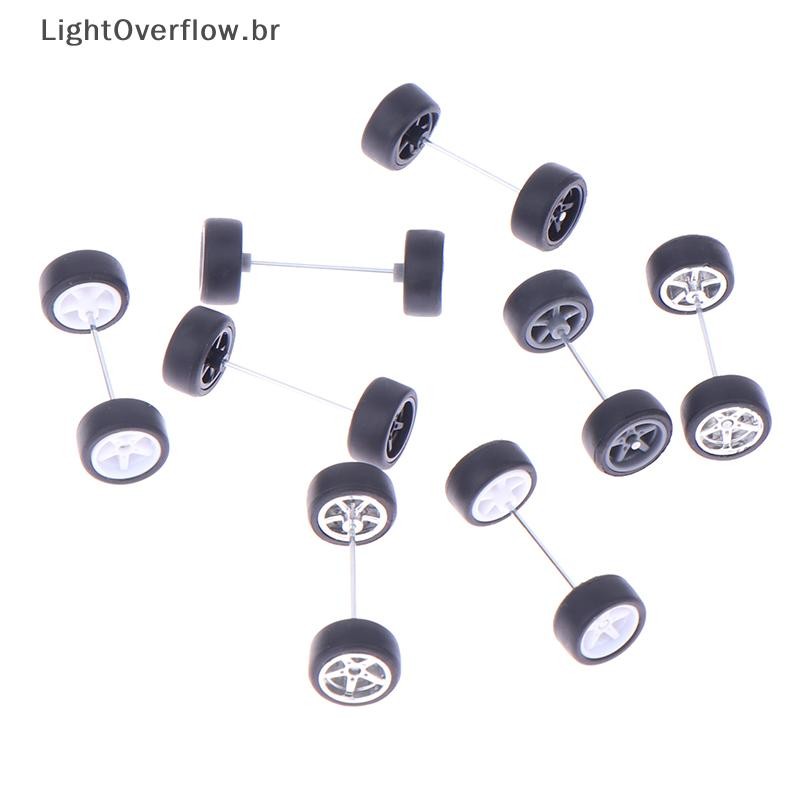 [LightOverflow] 1 Conjunto De Rodas De Carro DIY Racing 1 : 64 Para Pneu De Borracha Com Modelo De Eixo De Roda Peça Mod