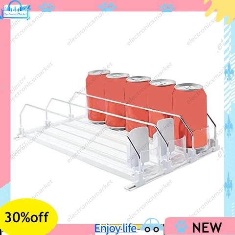 Organizador De Bebidas Dispensador De Refrigerante Branco Empurrador Automático Deslizamento Para Geladeira-Comporta Até