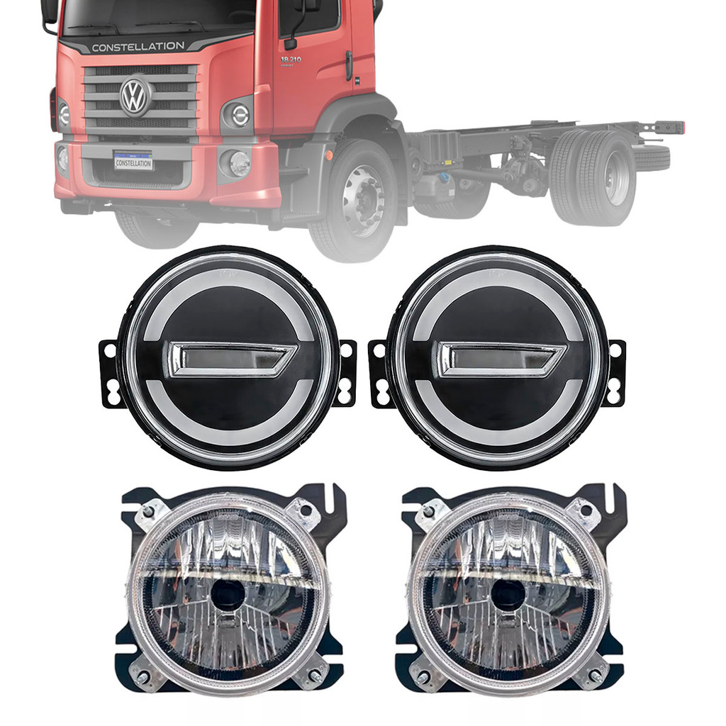 Par Farol Lanterna VW Constellation 2006 A 2023 Pisca Led Angel Eyes H4 Kit Dianteiro Completo em Oferta na Shopee