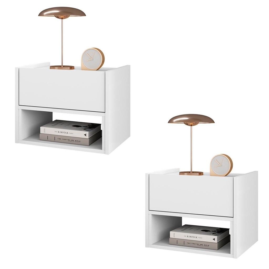 Conjunto de Mesa Cabeceira Quarto Florença Suspensa 1 Gaveta em Oferta na Shopee