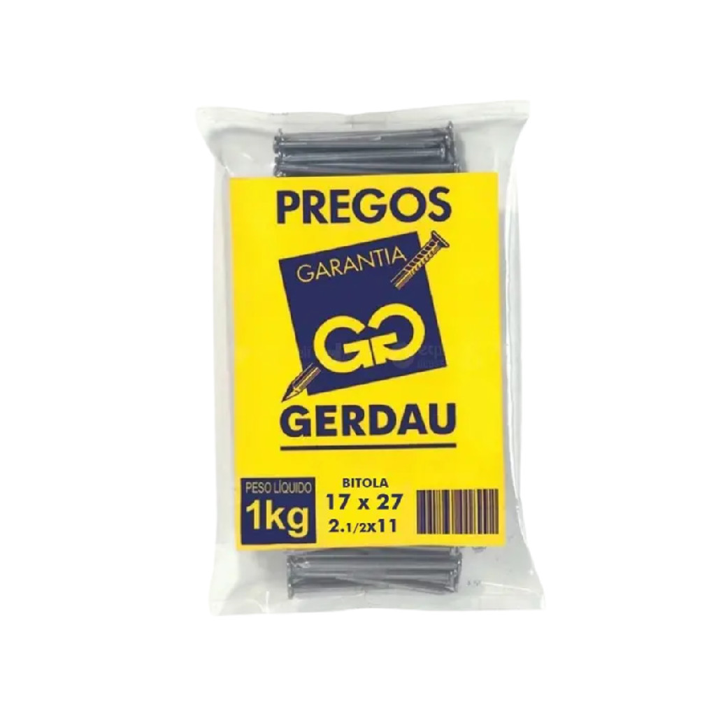 Prego Polido com Cabeça 17x27-2.1/2x11 1kg Gerdau em Oferta na Shopee