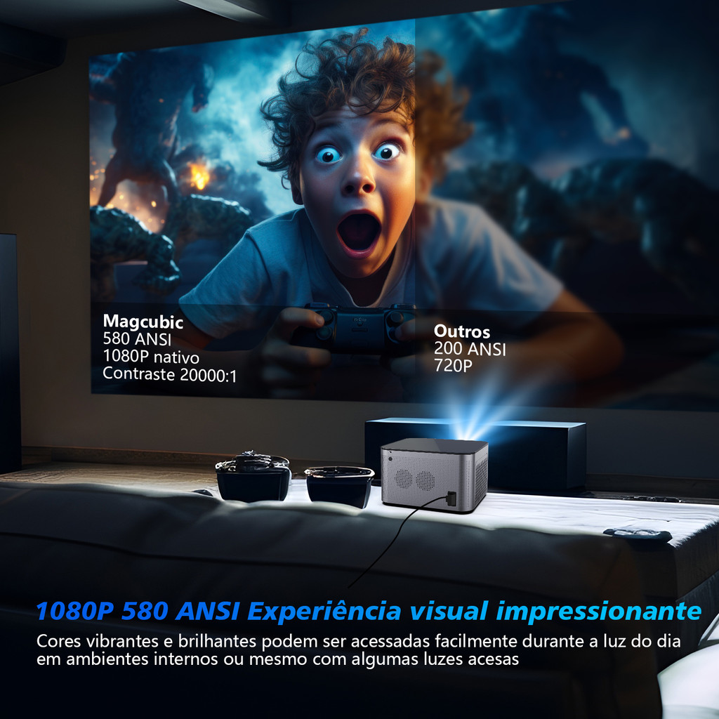MAGCUBIC HY350 Projetor 580ANSI 1080P Full HD Home Theater Foco automático Assistente de voz - detalhe