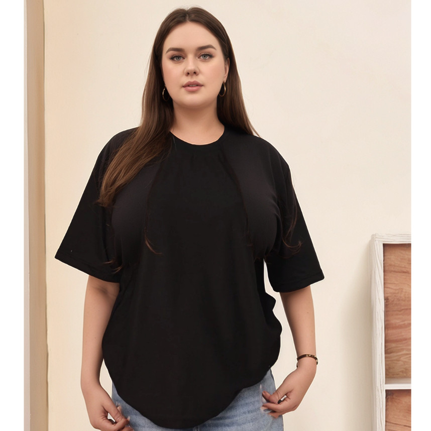 Camiseta Feminina  Oversized Basica Reta Larga Estilo Rua Streetwear Casual Fio 30.1 Penteado