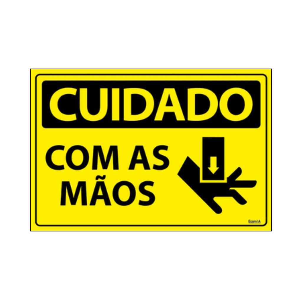 Placa De Sinalização Cuidado Com As Mãos 30x20 Ecom IA - SC139 F9e