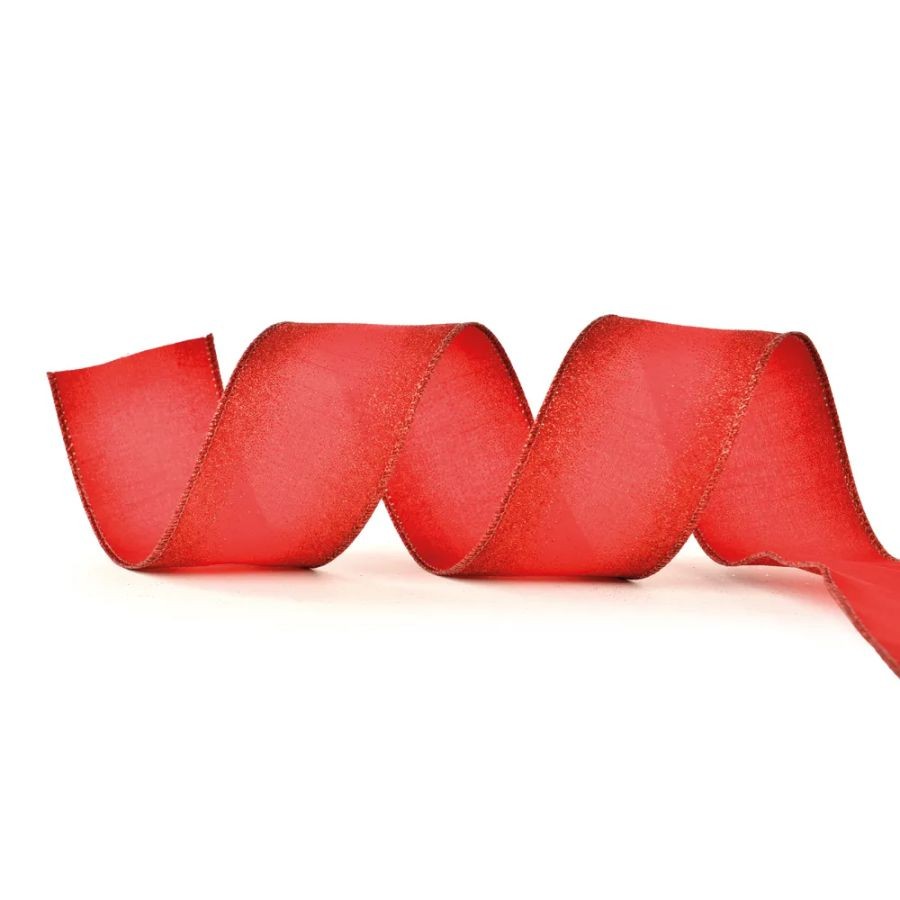 Fita Decorativa Aramada - Vermelho com Glitter - 6,3x914cm   - 1 unidade - Cromus - Rizzo - Stationery