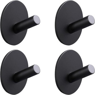Kit C/ 4 Ganchos Cabide Parede Adesivo Redondo Inox Preto