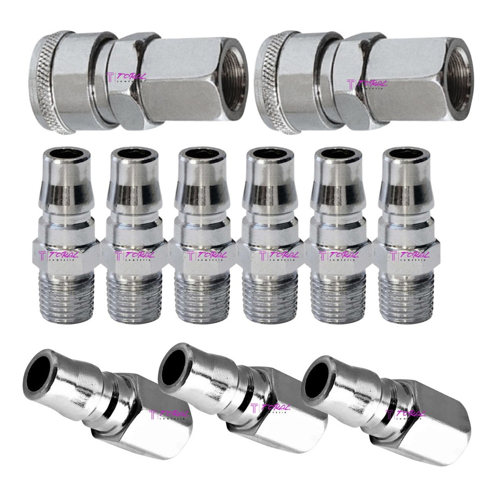 Kit Engate Rápido Alta Vazão 1/4 2 Engates E 9 Pinos