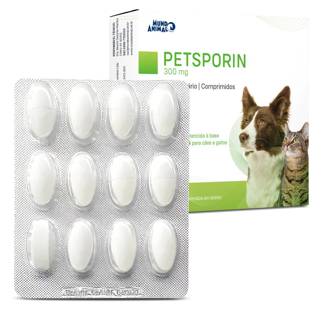 Petsporin 300mg Antibiótico Cães E Gatos Com 12 Comprimidos em Oferta na Shopee