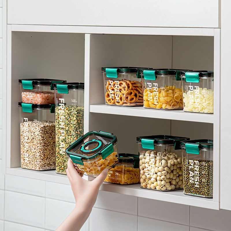 Pote Porta Mantimentos Hermético Quadrado com Tampa Vedação e Fecho Prático para Cozinha Doméstica e Dispensa Diária — imagem 2 de 2