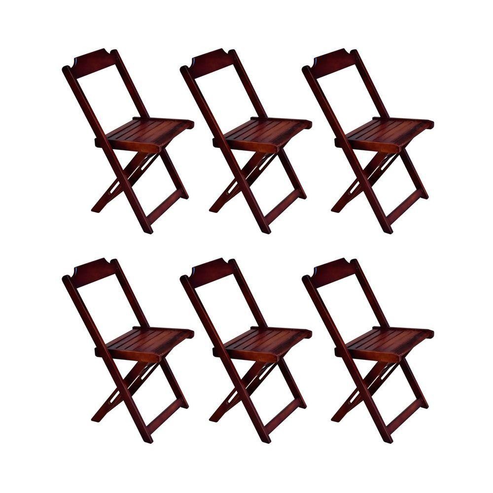 Kit 6 Cadeiras De Madeira Dobravel Imbuia - Marrom - Home & Living