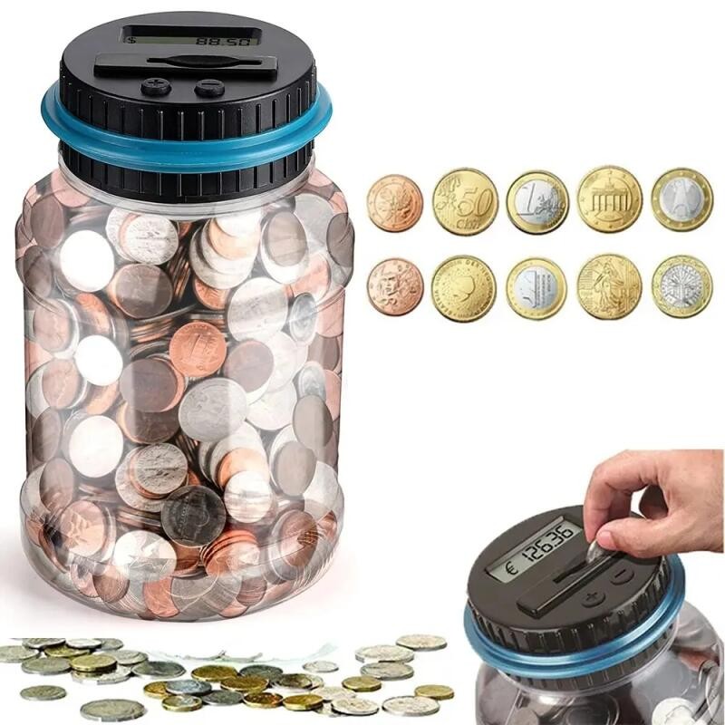 Mealheiro Eletrônico Contador Moeda Digital LCD Contagem Caixa De Poupança De Dinheiro Jar Moedas Armazenamento Para BRC
