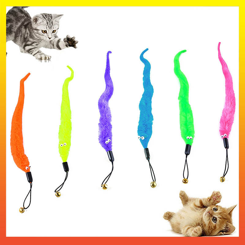 Acessórios Vara Gato - Penas e Minhoca para Brinquedo Interativo de Gatos