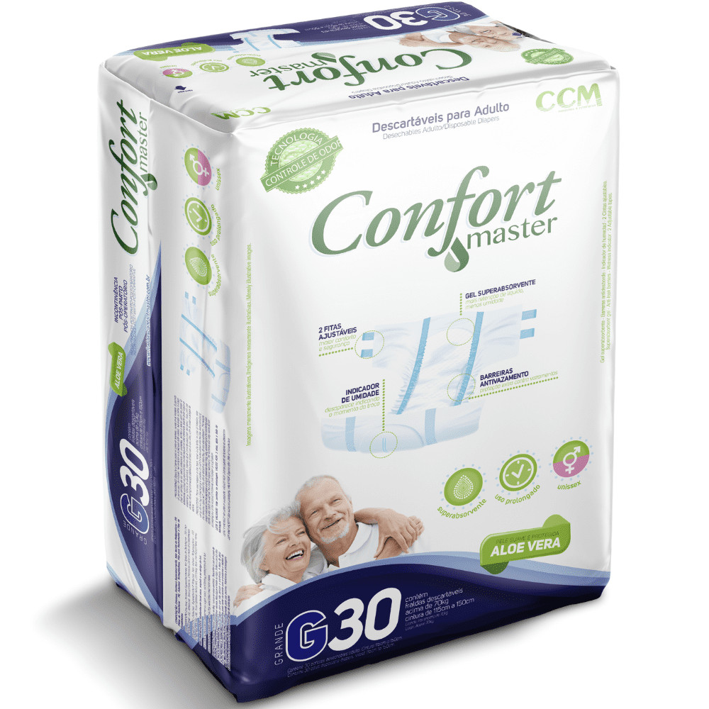 Fralda Geriatrica Confort Master G Com 30 tiras em Oferta na Shopee