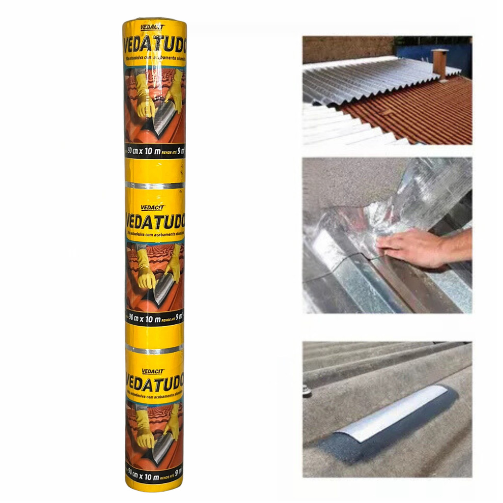 Manta Asfáltica Aluminizada Telhado Adesiva 90 X 10 Vedacit em Oferta na Shopee