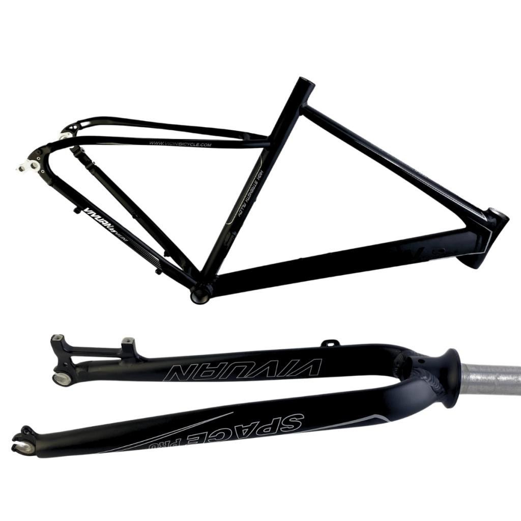 Quadro Vivuan Space MTB aro 700 alumínio cinza e branco leve 510mm