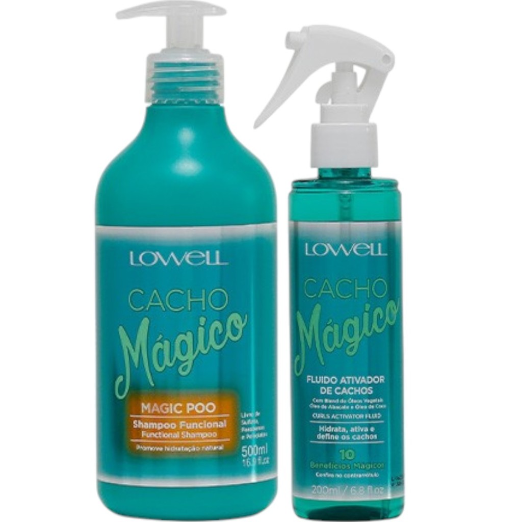 Kit Cacho Mágico 1 Shampoo 500ml 1 Fluido Ativador 200ml Lowell