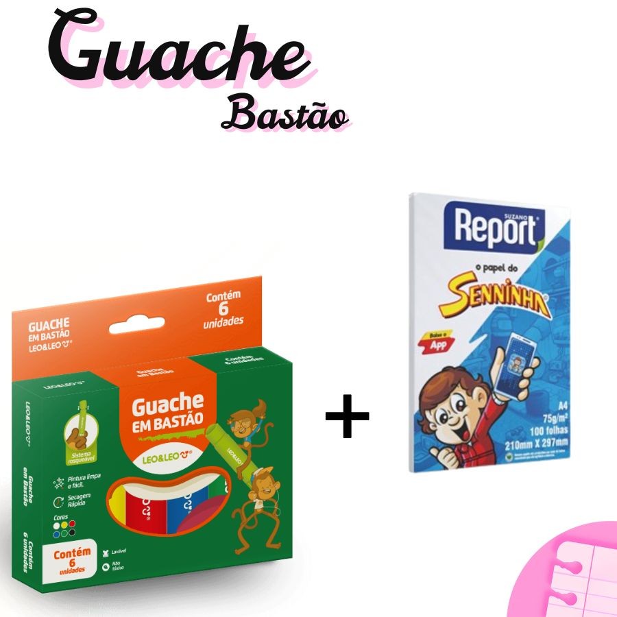 Kit Tinta Pintura Infantil Colorir Estojde Tinta Guache + 100 Folhas A4