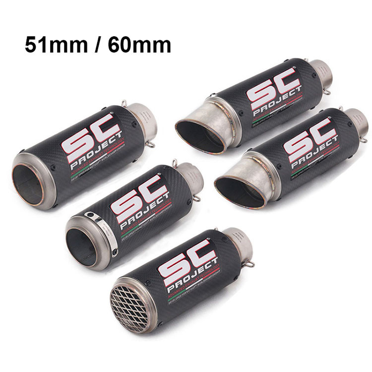 Ponta De Escape De Motocicleta De Fibra De Carbono Real 51MM 60MM Silenciador De Tubo Universal