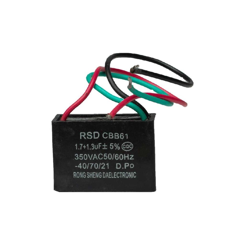 Capacitor Partida 3 Fios 1,7uf + 1,3uf - 350v