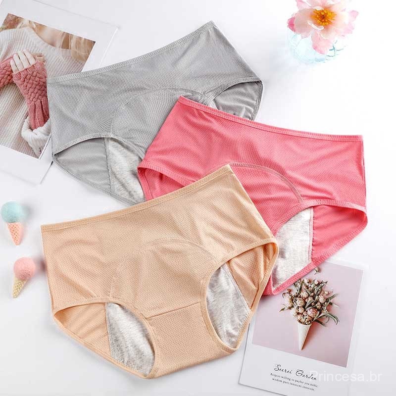 3 Peças/Calcinha Menstrual Feminina/Roupa Íntima À Prova De Vazamento Fisiológica De Algodão De Cintura Alta G-7G em Oferta na Shopee